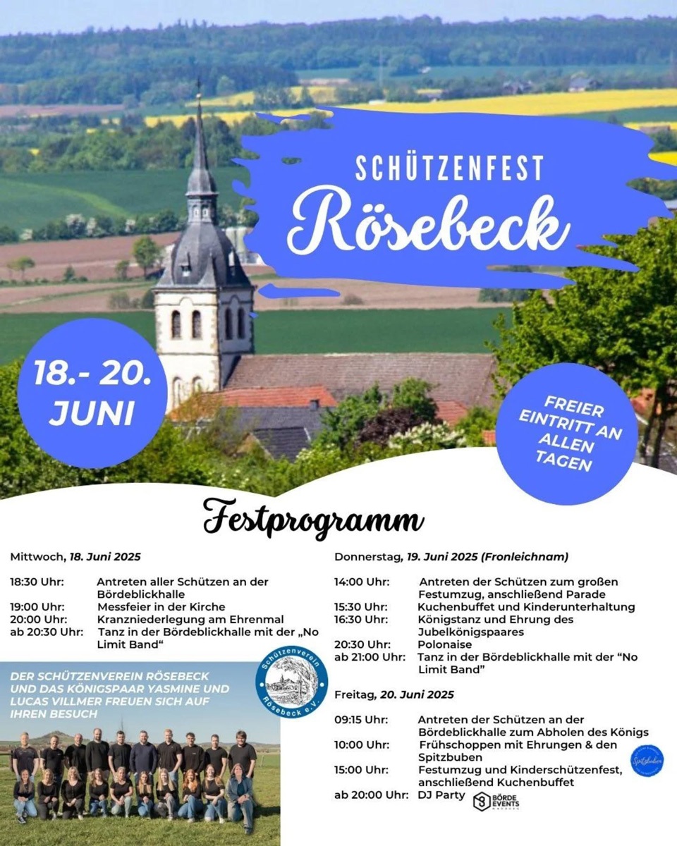 Festprogramm Schützenfest Rösebeck 2025